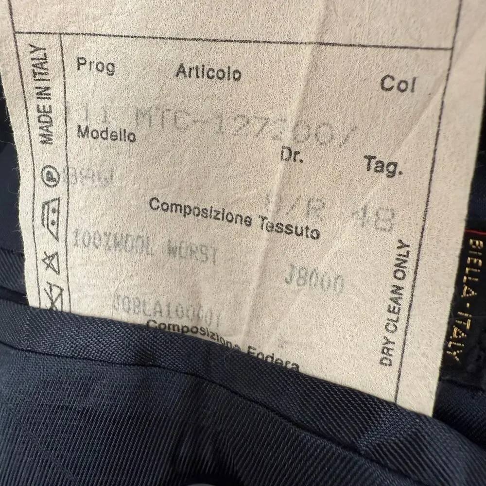 Murano Italy Men's Navy 100%Wool Super 100's Sportscoat Blazer Size 48R